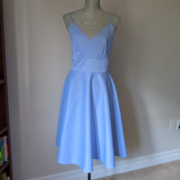 like new - light blue A line wedding guest dress -  midi/knee length - Picture 2 of 8
